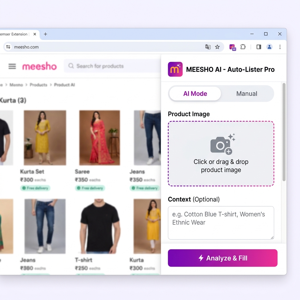 ListMyProduct Extension — Upload & Analyze Interface